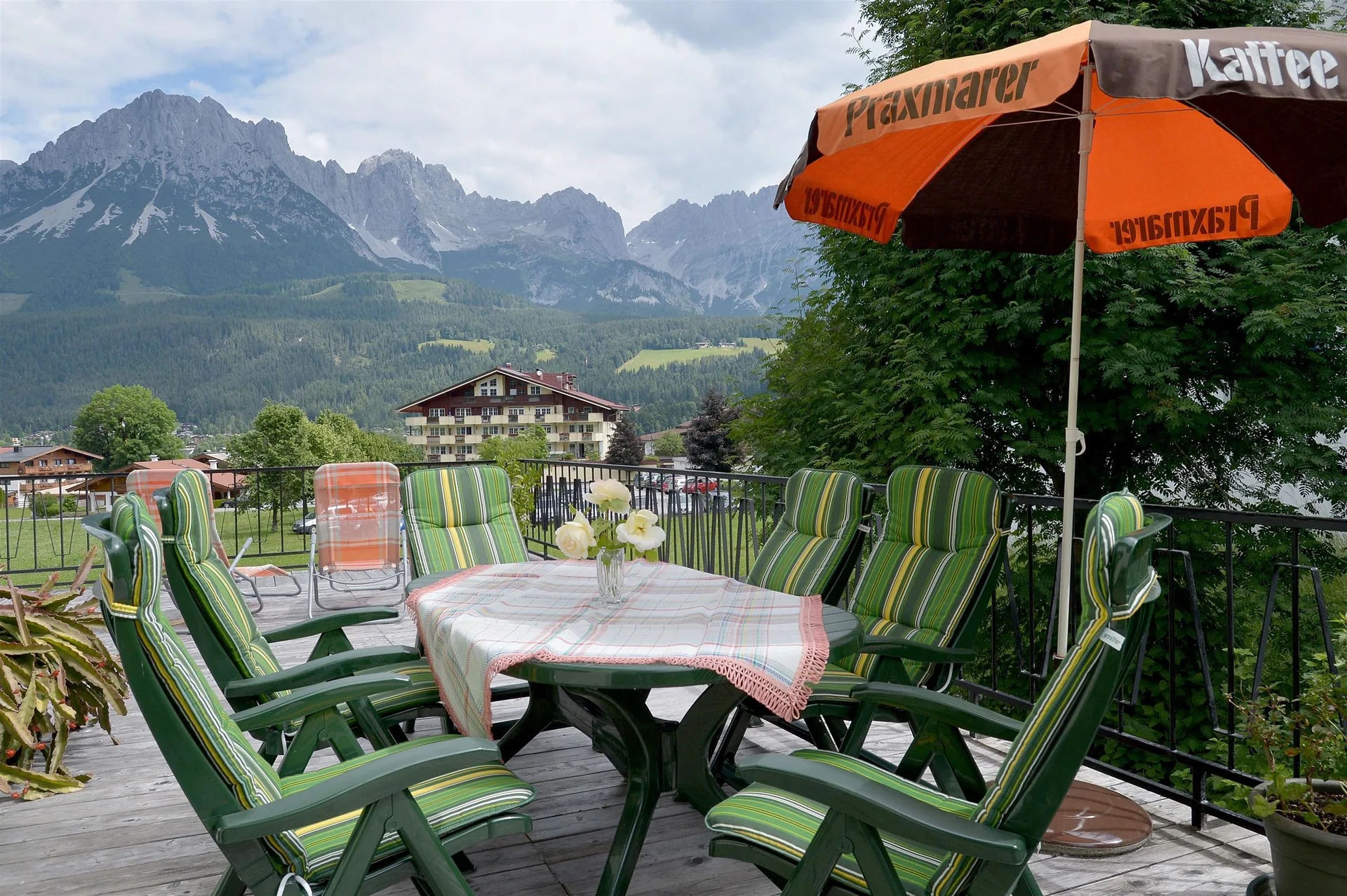 Haus Bichler terrace with views of the Wilder Kaiser